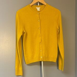 J Crew Magnifica Cashmere Yellow Cardigan Sweater